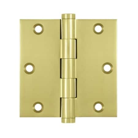 Patioplus 3.5 x 3.5 in. Square Hinge, Bright Brass - Solid Brass, 2PK PA3239942